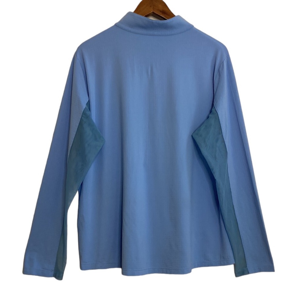 IBKUL Shirt Women XXL Blue Mock Neck Half Zip Long Sleeve Mesh Golf Tennis - Picture 2 of 12